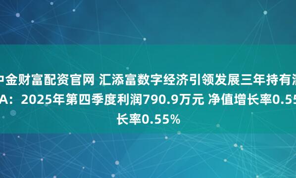中金财富配资官网 汇添富数字经济引领发展三年持有混合A：2025年第四季度利润790.9万元 净值增长率0.55%
