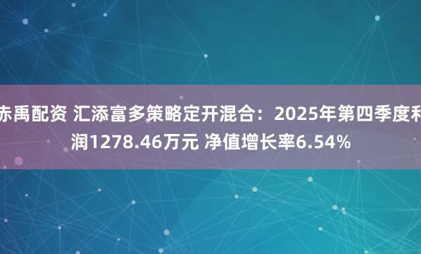 赤禹配资 汇添富多策略定开混合：2025年第四季度利润1278.46万元 净值增长率6.54%